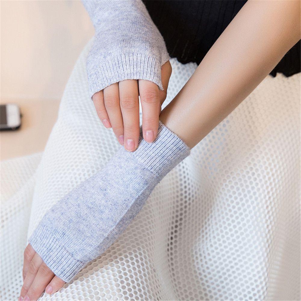 Women Girl Fingerless Sheep Wool Half Mitten Wrist Gloves Knitted Wool Glove Exposed Finger