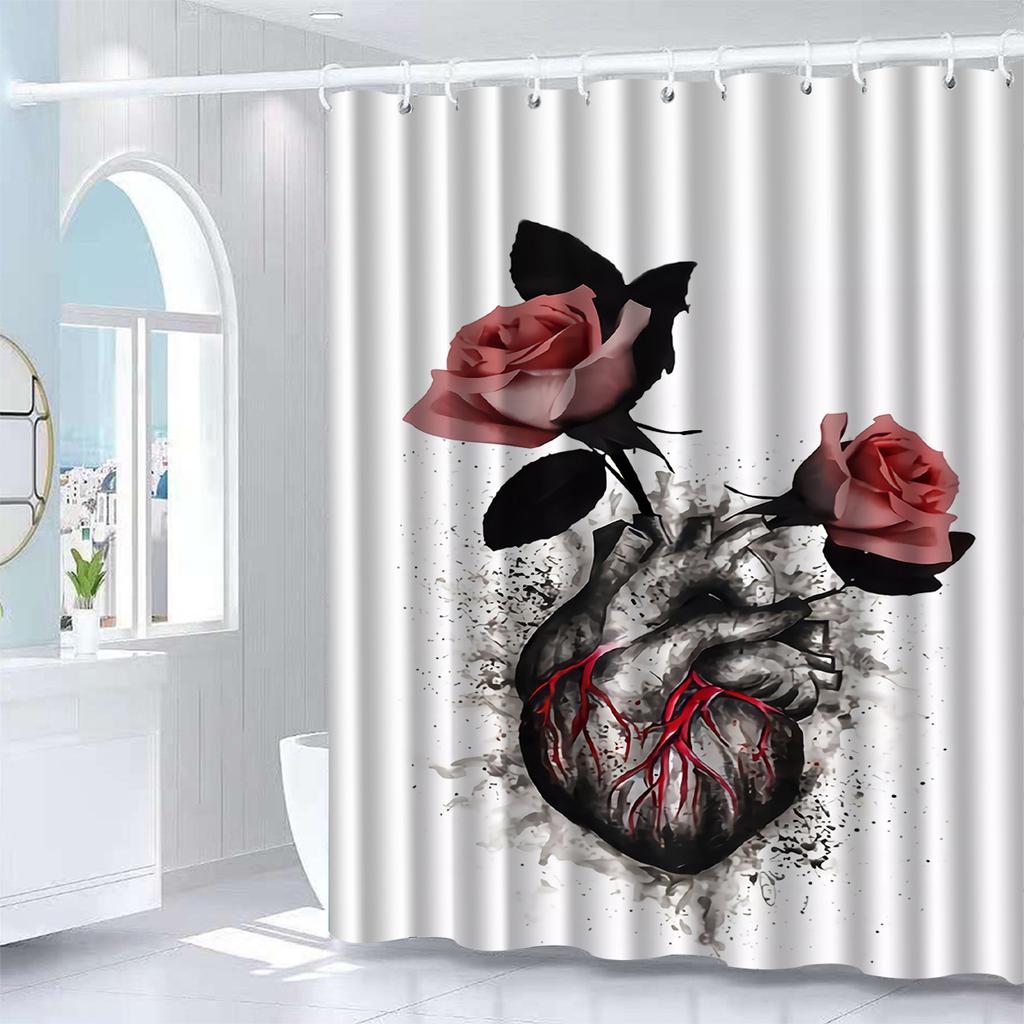 Heart & Roses Shower Curtain: Embrace the Bold Art Design, Soft Fabric, and Romantic Vibes for Your Unique Bathroom