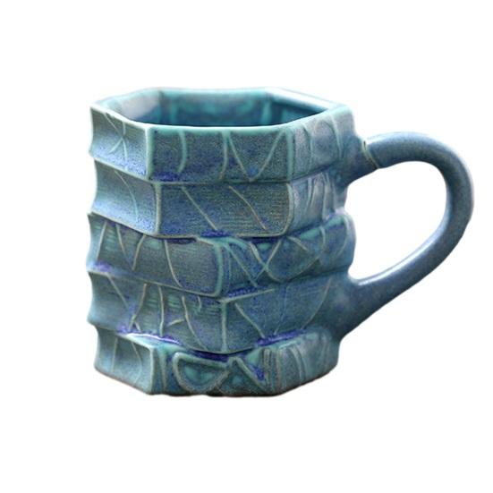 250ml Hand-painted Ceramic Book Stack Coffee Mug 3D Painted Heat-Resistant Cup Teacher Appreciation Mug Decorative Literary Cup