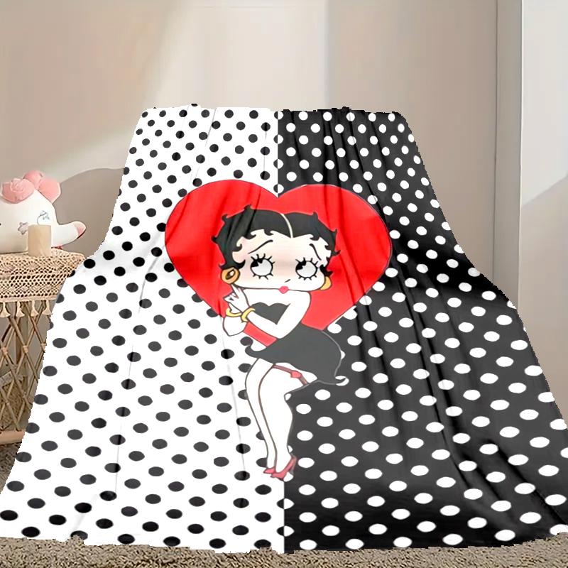 1pc Betty Boop Blanket, Home Printed Throw Blanket - Soft Blanket Gift for Family, Washable Sofa Bed Blanket