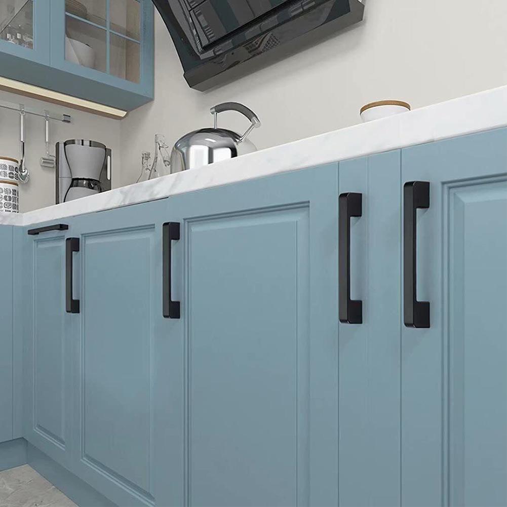 10pcs Black Handles Cabinet Pulls Kitchen Furniture Door Knobs Wardrobe Drawer Pulls Knobs Kitchen Cupboard Handle Hardware