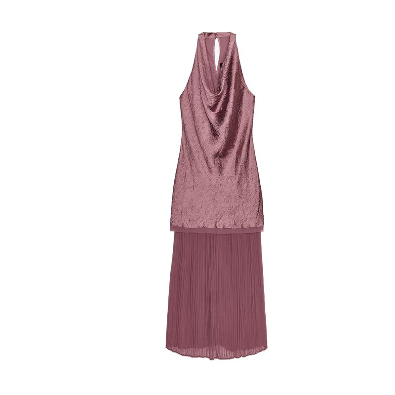 Summer New Product Women Clothes French Style Design Sense Hanging Collar Small Pleated Patchwork Midi Dress 5029154