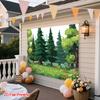 Bosque de Dibujos Animados Bosque Telón de Fondo Árbol Verde Fondo de Naturaleza para Niños Baby Shower Fotografía