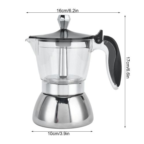 4-Cup Stovetop Espresso Moka Pot - Stainless Steel Coffee Maker - Coffee Maker Kitchen Supplies