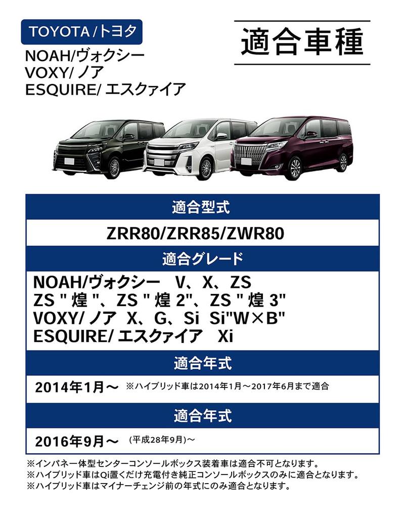 Craftworks LED Console and Center Console for Toyota Voxy 80 Esquire No Wireless Box, Armrest, Noah, (90 Series, Series), (Gasoline Vehicles,