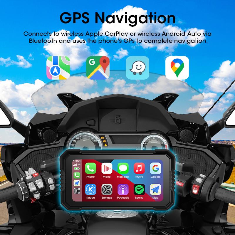 5/6.25 inch TPMS GPS Navigation Motorcycle IPX7 Waterproof Carplay Display Screen Portable Moto Wireless Android Auto Monitor