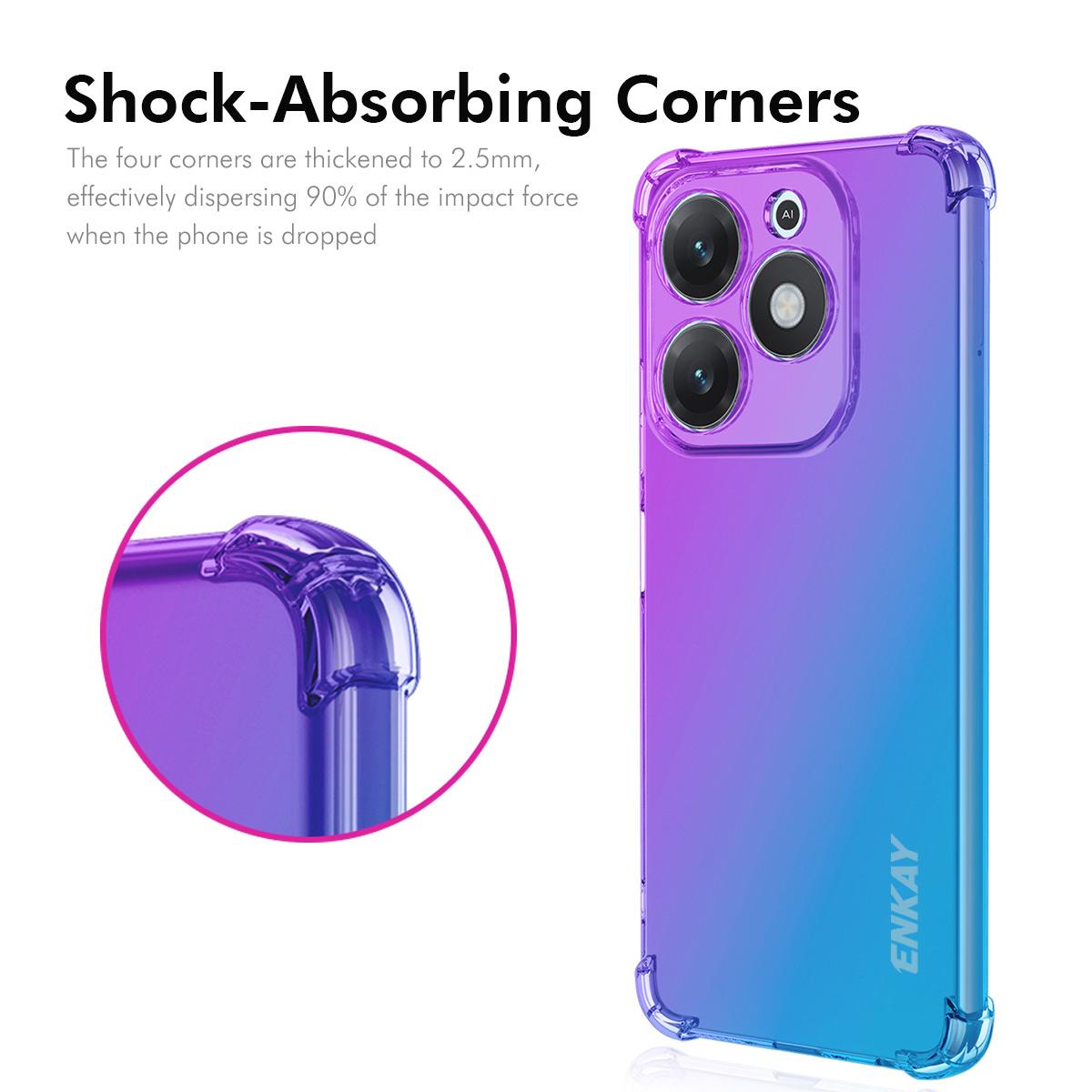 

For TECNO Spark Go 2024 4G/TECNO Spark 20 TPU Case ENKAY Thickened Four Corner Drop-proof Phone Back Cover Pink/Gold