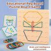 Geoboard Wooden Pegboard Puzzle Toy with Rubber Bands  Pattern Cards, Montessori Early Learning Stem Toy for Toddlers 3+ Kids