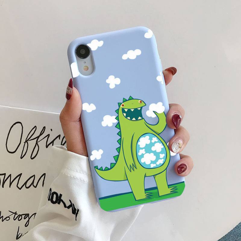 Cute dinosaur Liquid Silicone Phone Case for iphone 13 12 11 Pro Max XR XS X Soft Candy Cover for iPhone 6 6S 7 8 Plus Cases