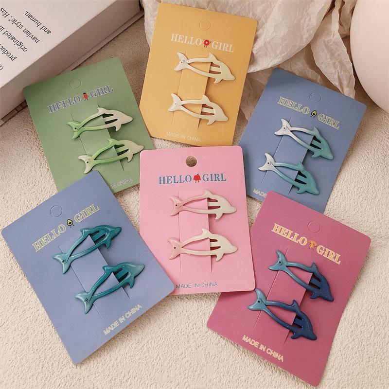 2pcs/set Cute Cartoon Dolphin BB Hair Clip For Children Girls Versatile Bangs Hair Clip Fashion Side Clip Hair Accessories Gifts