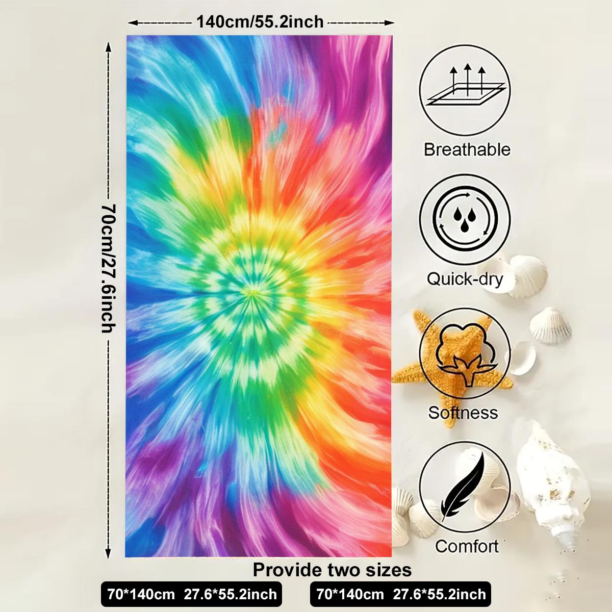 

Красочное пляжное полотенце большого размера для улицы, путешествий, кемпинга, абсорбирующее, пляжные полотенца, супермягкое летнее полотенце для плавания, банное полотенце, море 70x140cm