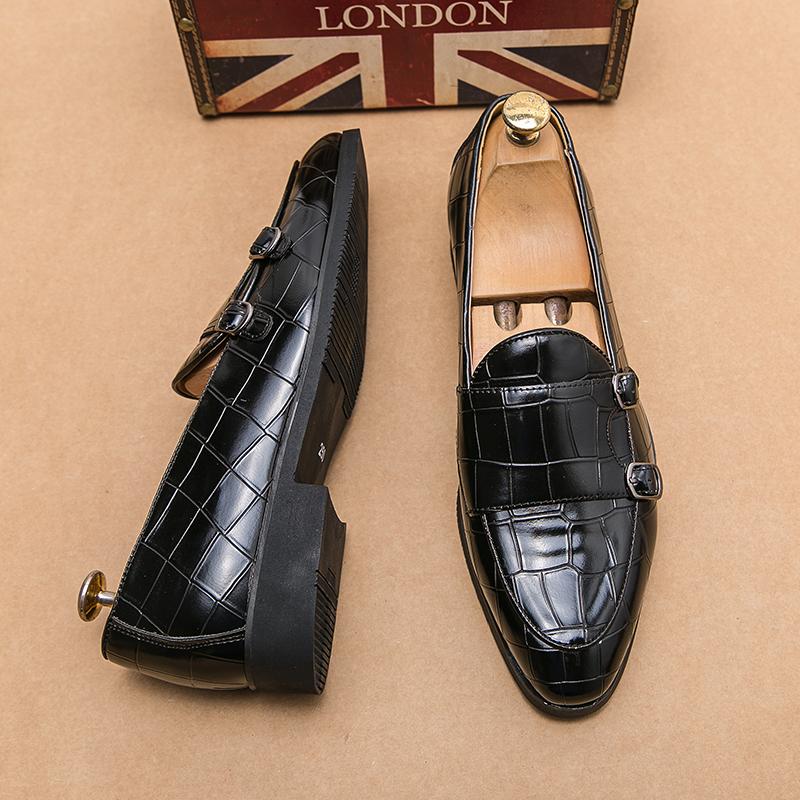 

Мужские ретро лоферы черные коричневые одноногие легкие и высококачественные формальные туфли принт крокодила низкий верх одинарные туфли мужская обувь 48 чёрный