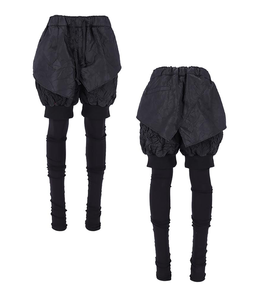 Lekyulli Unbalanced Leggings Baggy Pants Black