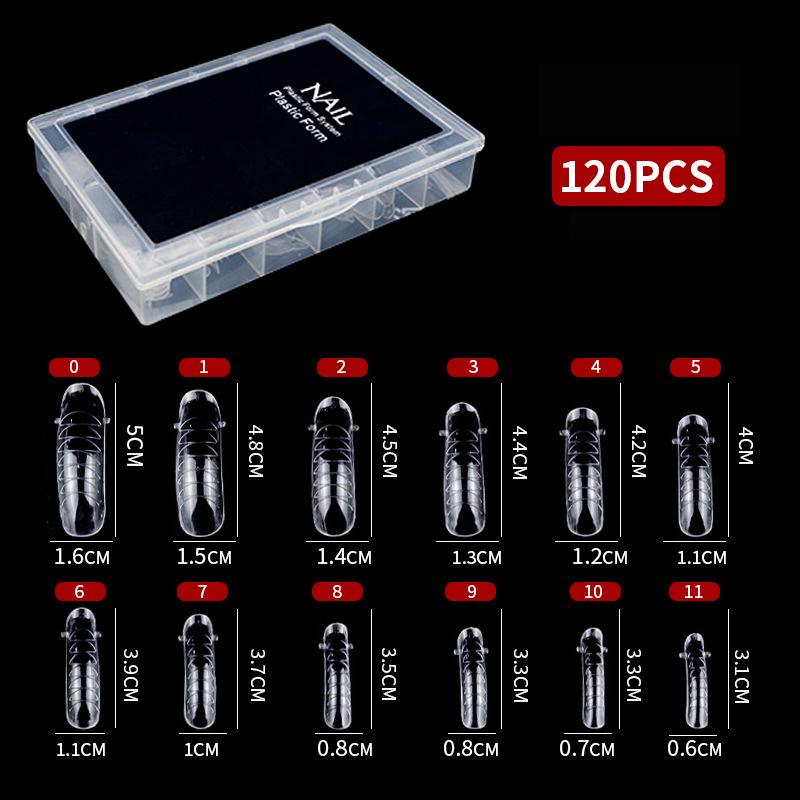 120Pcs Box-Packed Nail Mold Extension Paperless Tray Extension Nail Plate Ultrathin Reusable Transparent With Scale