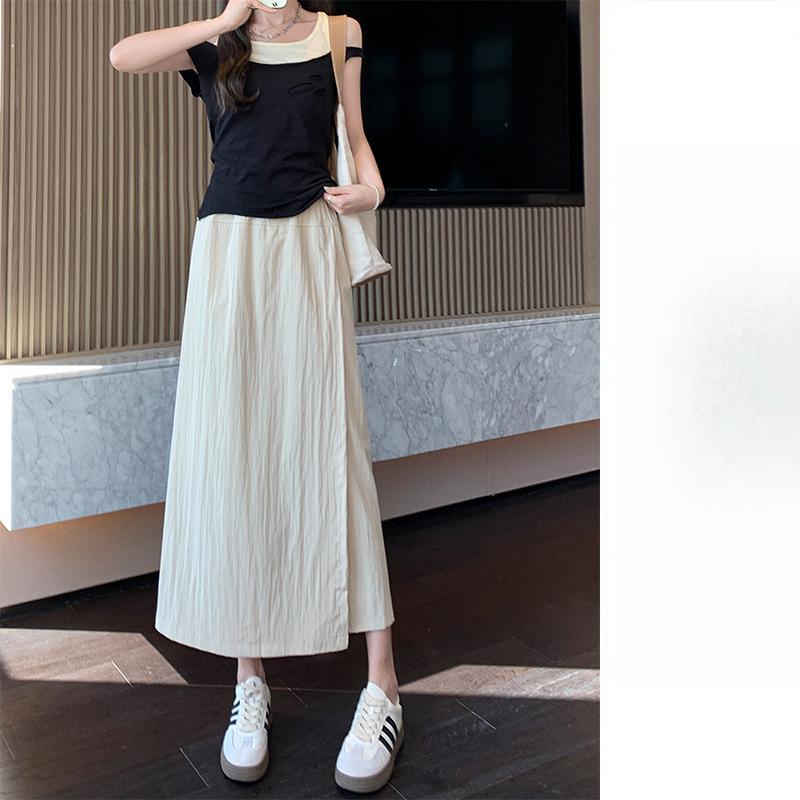 

Летняя юбка с разрезом на бедре, с высокой талией, с подвеской, широкие брюки XL