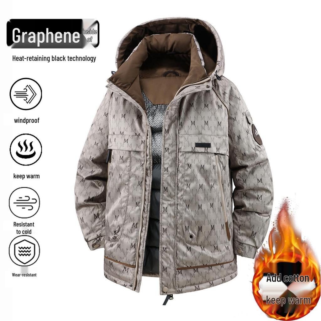 2025 Winter Mid-Length Plus Size Men's Cotton Padded Jacket - Trendy and Comfortable, Fits Up to 300 Jin