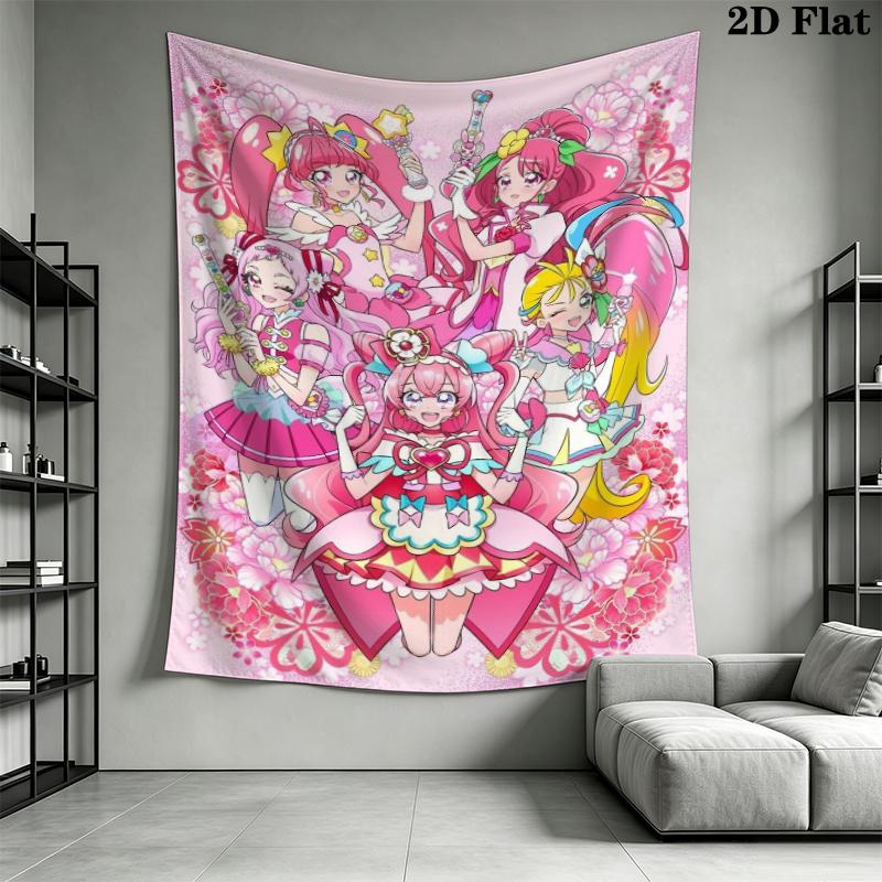 Pretty Cure Wall Tapestry Aesthetic Wall Hanging Printed Fabric Blanket Decorative Tapestries for Bedroom Living Room Home Decor