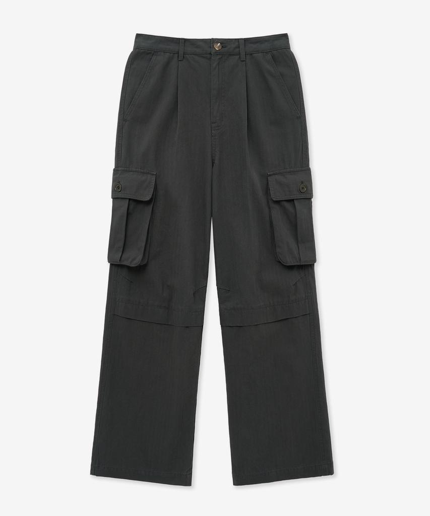 MINAV Single-Pleat Wide Cargo Pants [Charcoal]