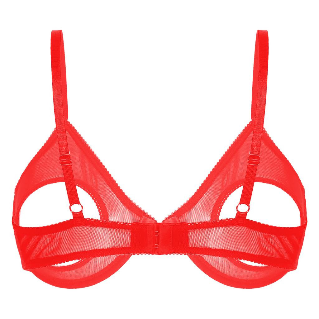 Soutien-gorge pour femme en maille transparente avec armatures Design ouvert ajouré Bretelles réglables Lingerie Brassière