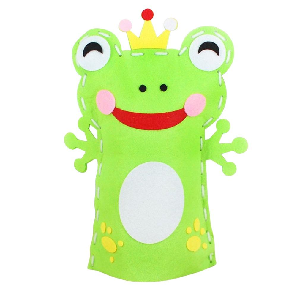 Plastic Hand Puppets Non-woven DIY Craft Puppets Creative Material Bags Educational Use frog