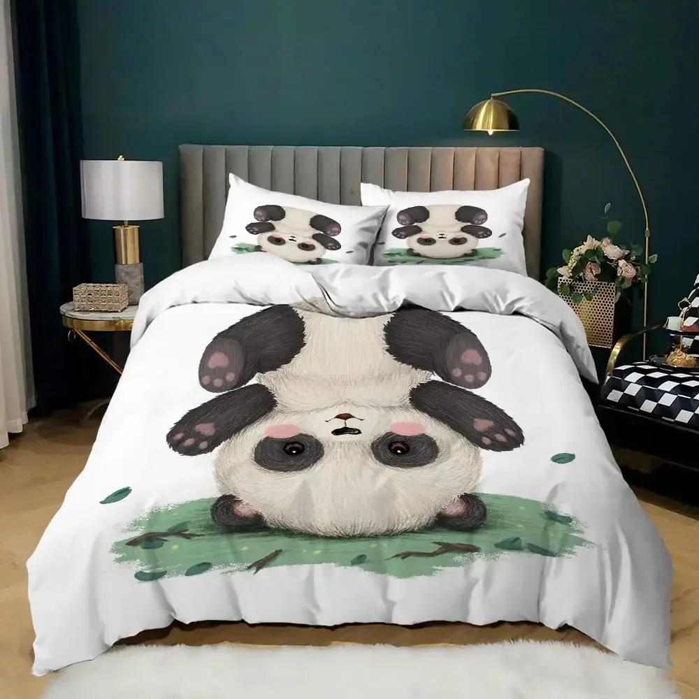 Animal Panda King Full Bedidng Set Kids Romantic Bedding Set Cartoon Animal Duvet Cover Bicycle Balloon Dragonfly Quilt Cover