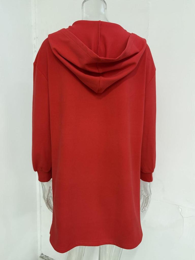 Solid Color Autumn-Winter Simple Fashion Velvet Hooded Cardigan Sweatshirt
