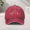 Heartbeat Love Arrow Baseball Cap Washed Cotton Adjustable Sun Hat Casual Couple Sports Cap