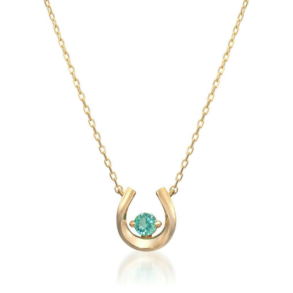 Used STAR JEWELRY K10 HORSESHOE Necklace Emerald
