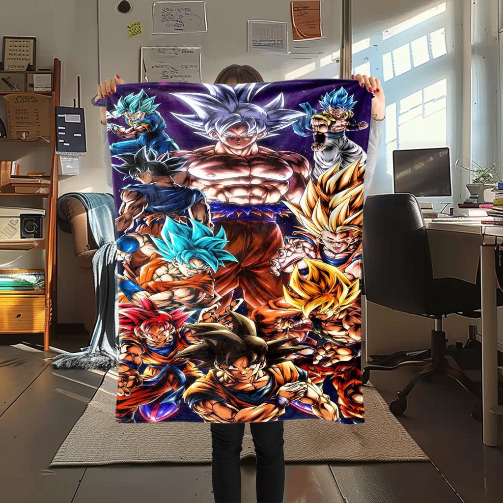 1 ks flanelová deka s potiskem DRAGON BALL, Vysoká kvalita, Pro všechna roční období, Domácí dekorace, Teplo a pohodlí, Perfektní jako vánoční dárky