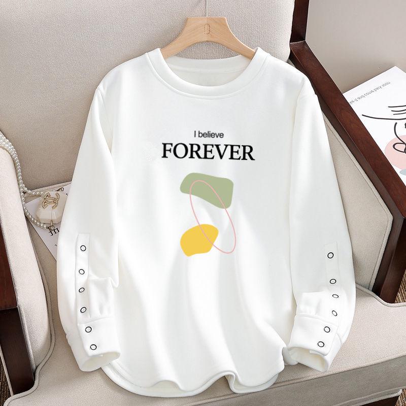 

Женская хлопковая футболка с длинным рукавом и круглым вырезом большого размера - на флисовой подкладке, универсальная верхняя одежда на период с весны по зиму. 2XL