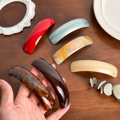 Retro New Colorful Acetate Hairpin One-word Spring Clips for Women Temperament Barrettes Lady Fashion Versatile Hair Accessories