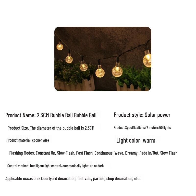 Empfike LED Solar Bubble Ball String Lights