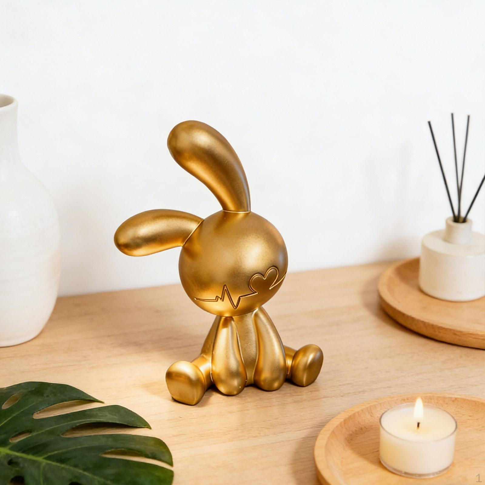

Bunny Statue Animal Ornament Collection Cute Figurine Resin Sculpture for Shelf Bedroom