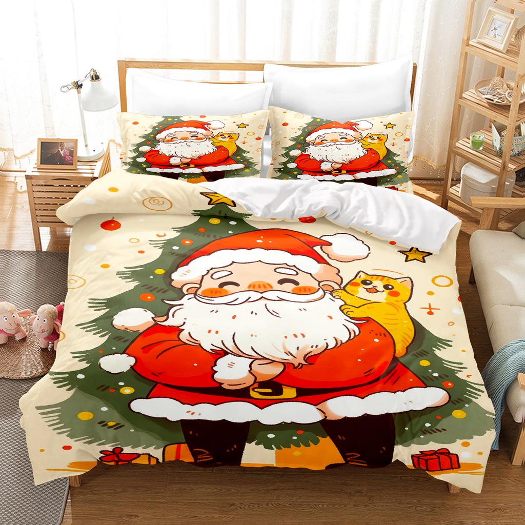 Christmas Bedding Set Duvet Cover Comforte 3D Children'S Cute Printed Cartoon 100% Polyester 3-Piece Set 1 Quilt Cover
