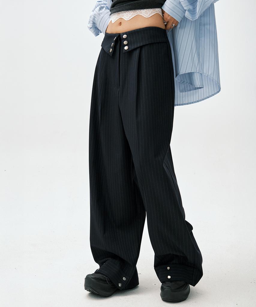 Soleubi Flap Stripe Slacks / Navy
