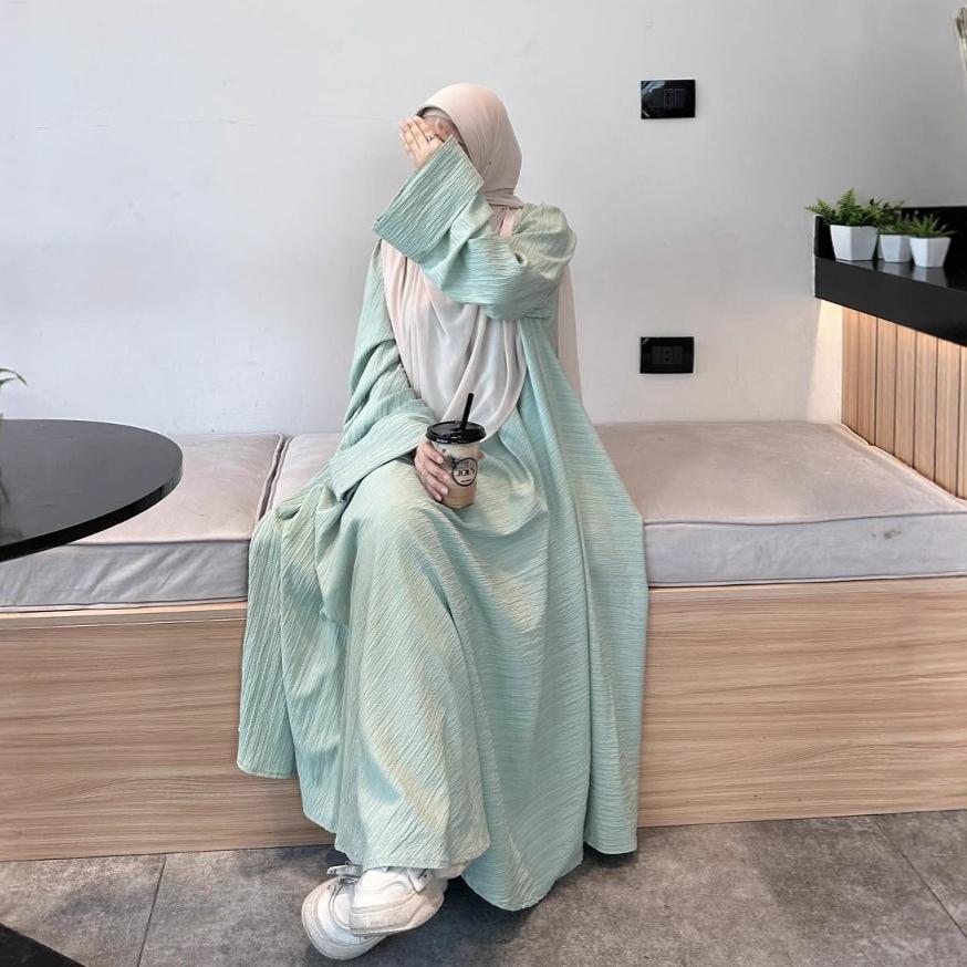 Nuova Moda Donna Araba Medio Orientale Tessuto Pieghettato Ampia Taglia Larga Abito Robe Gonna Casual