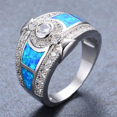 Blue Diamond Zircon Womens Personalized Light Luxury Style Versatile Ring
