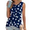 T-shirt estiva con stampa floreale per donna Top casual girocollo senza maniche gilet attorcigliato