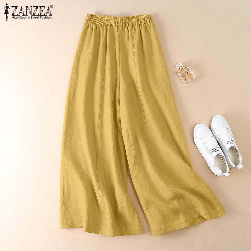 

ZANZEA Женские повседневные летние широкие брюки с эластичной резинкой на талии