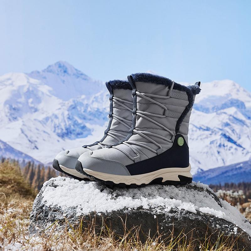 Anta Kids Trendy Fashion Thickened Warm High-Top Boots Kids boots Fog-Gray New-Ink-Blue A12446923-3