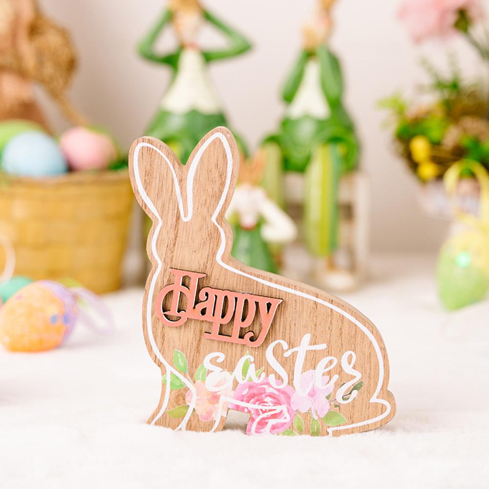 

Cartoon Easter Wooden Ornaments Diy Craft Kids Toy Gift Happy Easter Home Table Decorations red #1