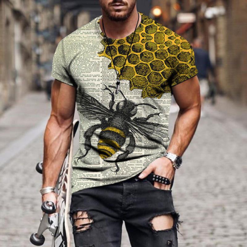 Zabawne Koszulki z Grafiką Pszczoły Letnia Moda Krótki Rękaw Męskie Damskie Koszulki 3D z Nadrukiem Miodu Casualowe Oversizeowe Koszulki Harajuku Topy