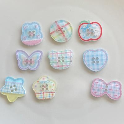 10 ks Svěží bonbónově barevné roztomilé kreslené knoflíky DIY doplňky pro dětské oblečení, sponky do vlasů, krémový gel, pouzdra na telefony, dekorace s plochou zadní stranou
