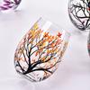 Four Seasons Tree Wine Glasses Hand Painted High Legged Glass Cup For Wine Beer Cocktail Large Capacity Cup Colored Wine Glasses