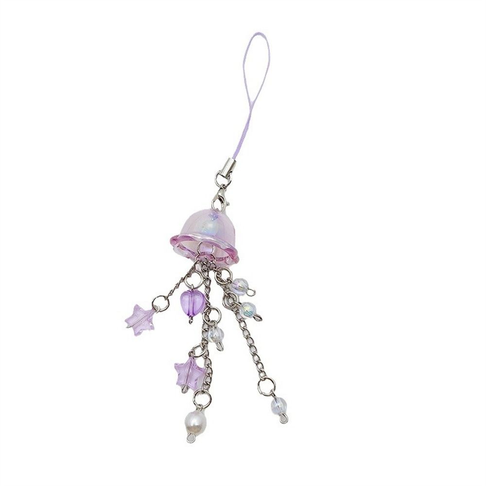 Ocean Style Jellyfish Phone Pendant Phone Charm Y2K Phone Lanyard Beaded Phone Chain  Bag Keychain