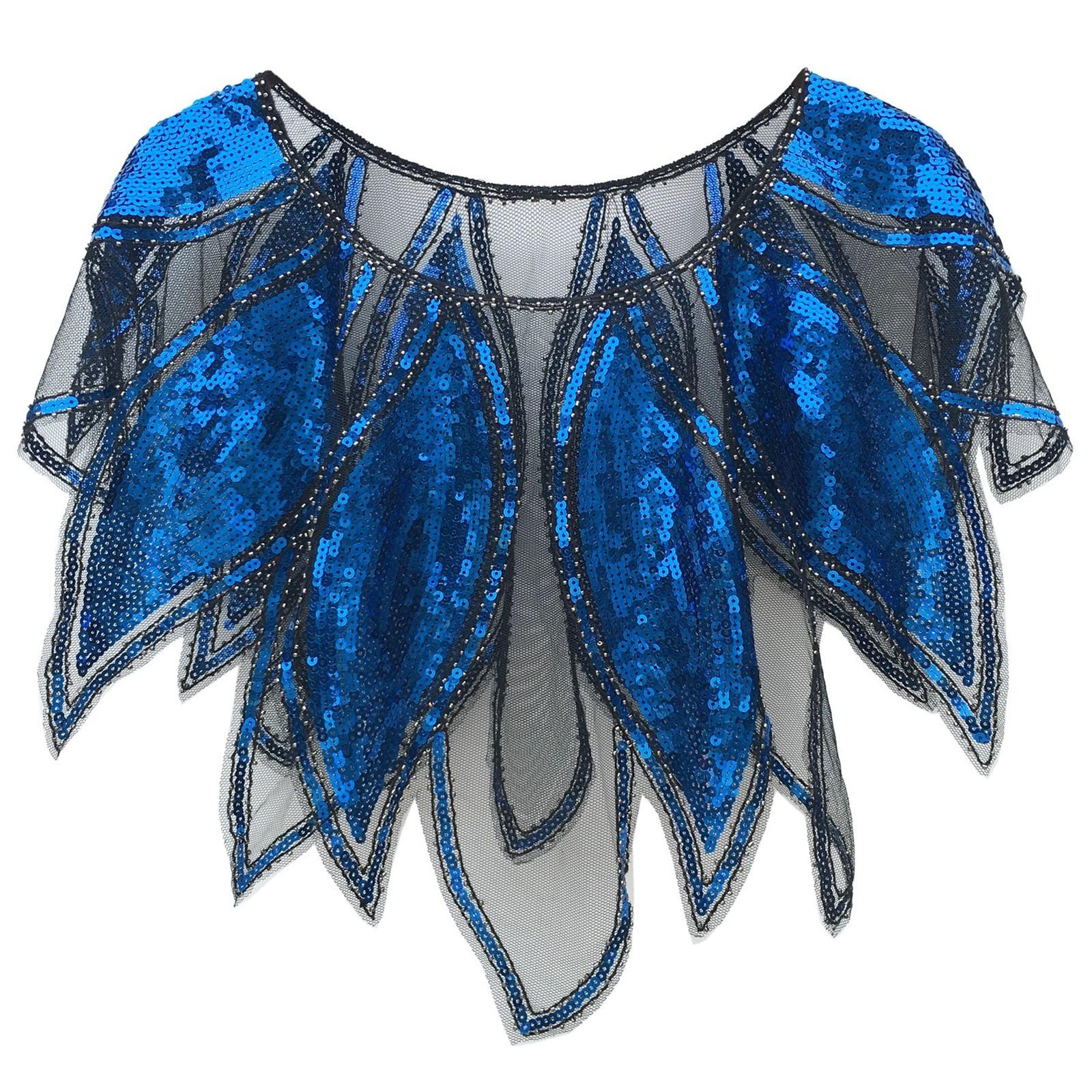 

Женская вечерняя шаль с бисером и пайетками, шаль для платья, вечернее платье, шаль, короткий топ, ветрозащитная шаль One Size синий
