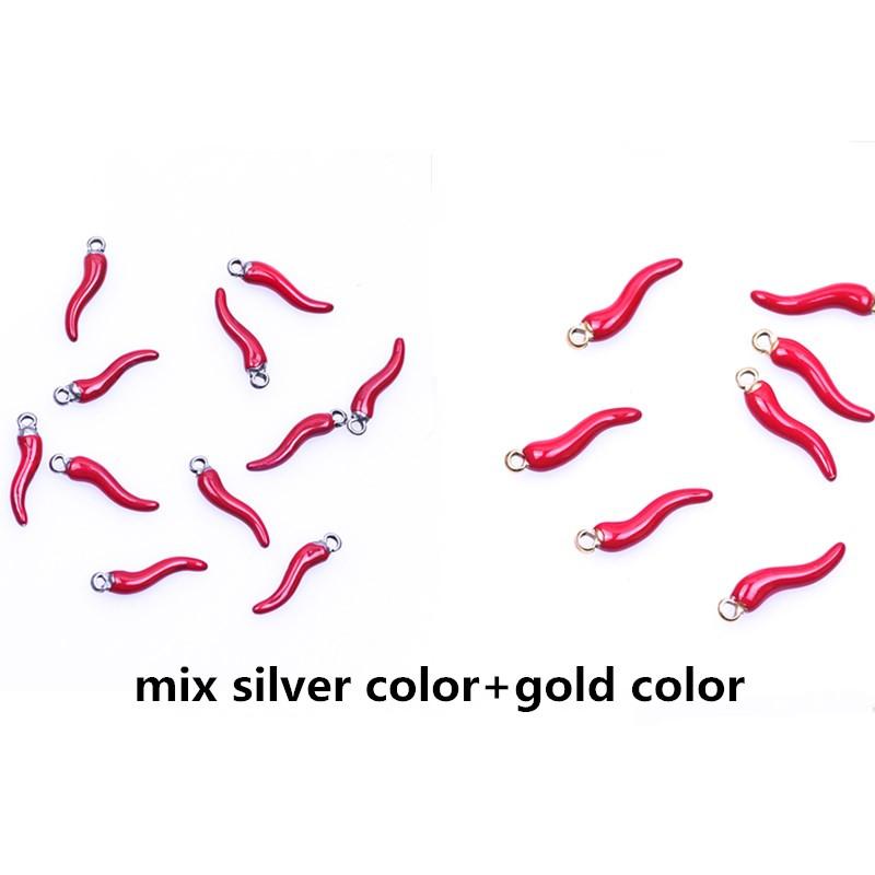 10pcs/Lot Vegetable Red Enamel Pepper Charm Stainless Steel Pendants For Jewelry Making Necklace Earrings Accessories DIY Charms