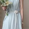 Dress Belt Belt, Floral Decor Slim Fit Waistband with Adjustable Knot Buckle, Camellia Flower Pattern Thin Waist Cincher