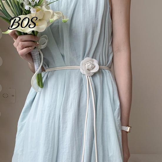Dress Belt Belt, Floral Decor Slim Fit Waistband with Adjustable Knot Buckle, Camellia Flower Pattern Thin Waist Cincher