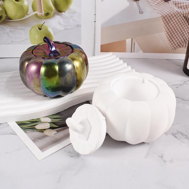 Pumpkin Storage Box Mold Halloween Pumpkin Silicone Jewelry Box Mold Storage Box Container Mold With Lid